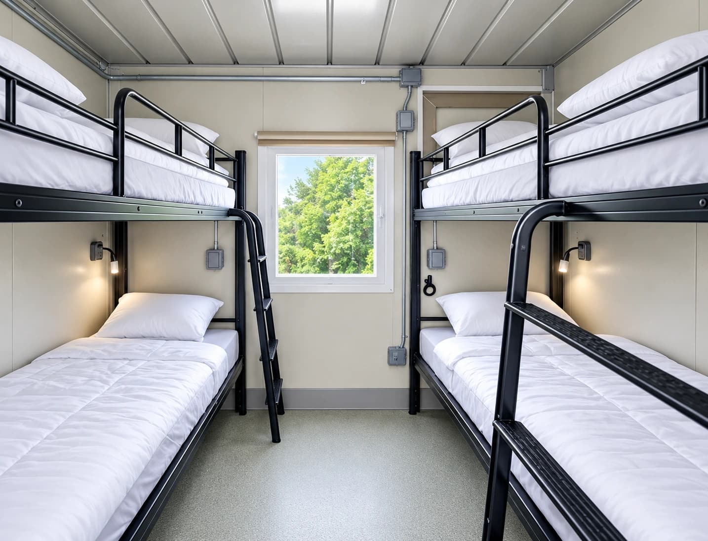 20 ft accommodation unit with four beds, labor shared layout